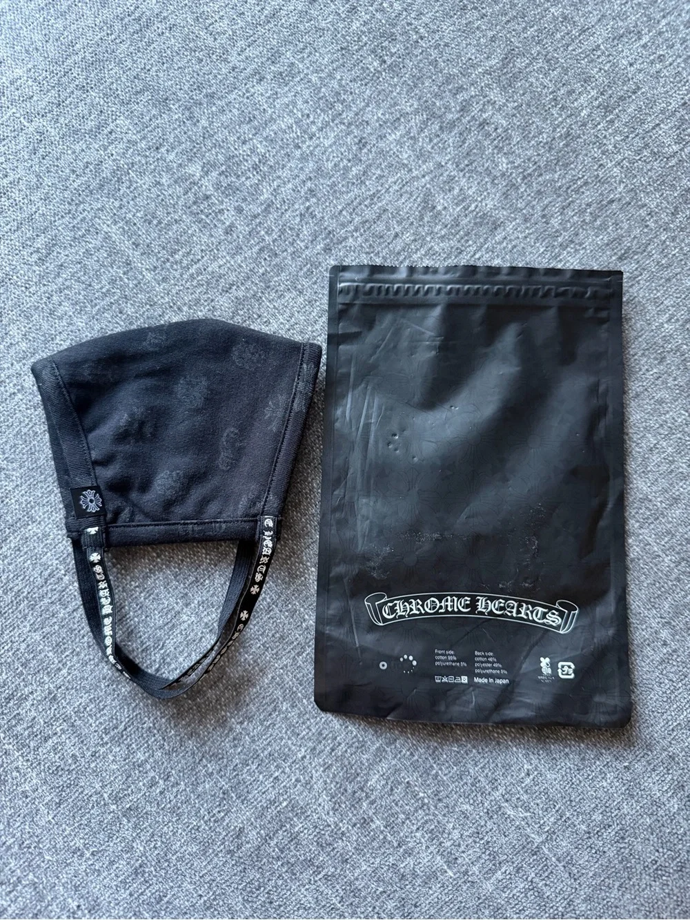 Chrome Hearts Black Cotton Face Mask with Logo Strap